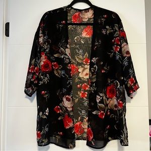 Open Floral Kimono Style Top